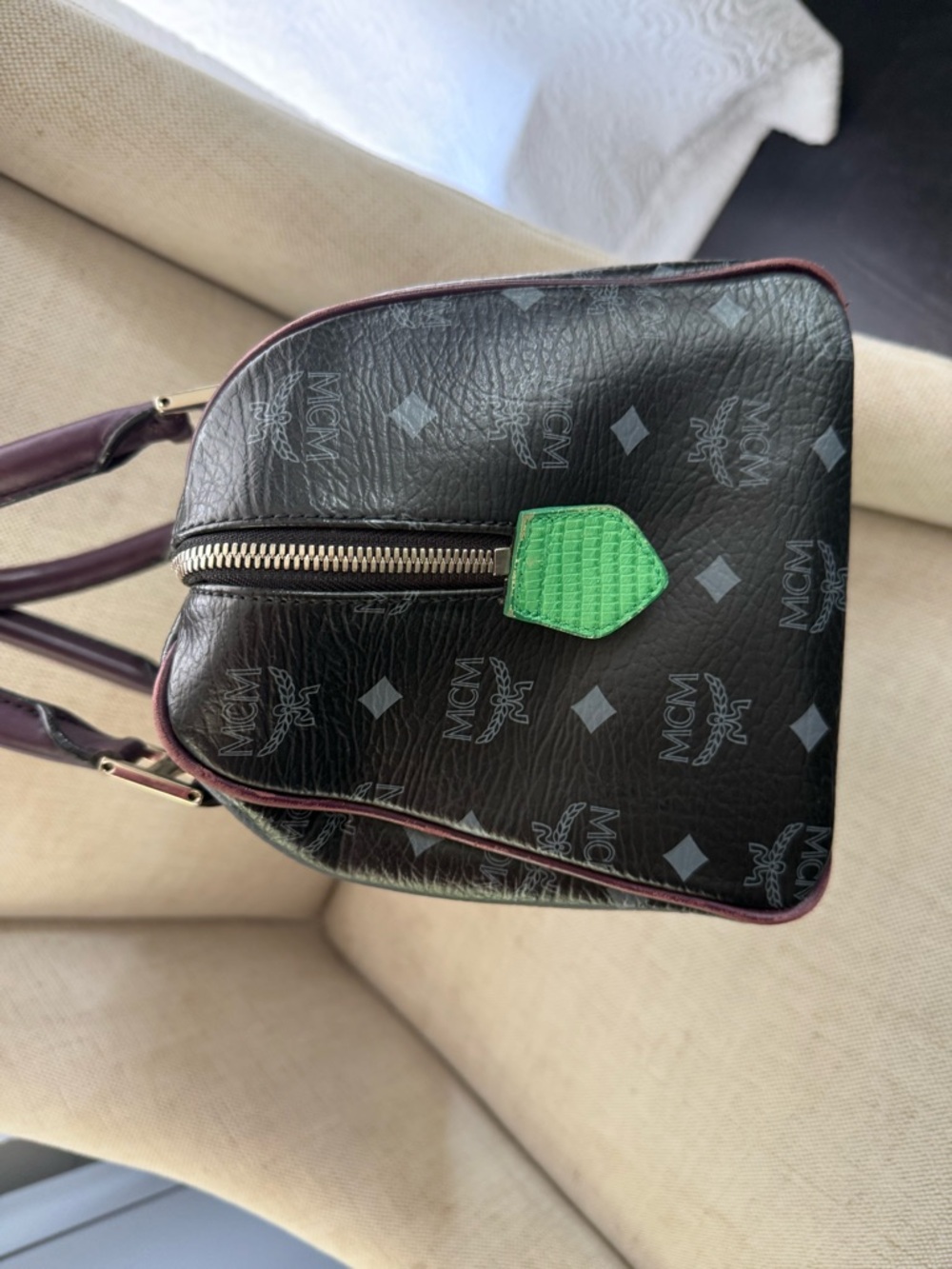MCM Lion Patchwork Leather Boston Bag - Picture 5 of 11